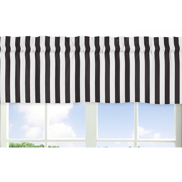 Sweet Jojo Designs Black and White Stripe Window Valance (set of 2) - Picture 3 of 3